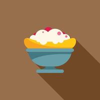 Banana split dessert sitting in cup on brown background vector