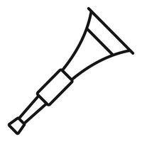 Minimalist line drawing of a handheld trumpet blowing music vector