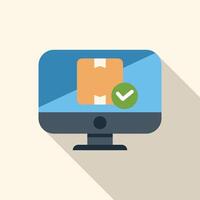 Online order confirmed package delivered successfully on computer screen vector