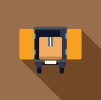 Delivery truck with open doors from above with long shadow vector
