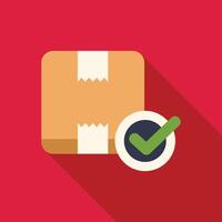 Cardboard box with checked symbol representing successful delivery vector