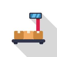 Warehouse digital scale weighing cardboard boxes for delivery vector
