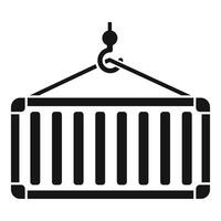 Simple icon of a crane hook lifting a container vector