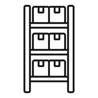 Warehouse storage rack holding cardboard boxes line icon vector