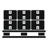 Storage pallet holding six cardboard boxes ready for shipping vector