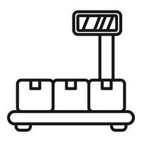 Conveyor belt system transporting cardboard boxes in warehouse vector