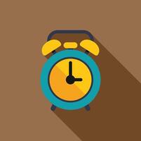 Blue alarm clock showing seven o'clock time vector
