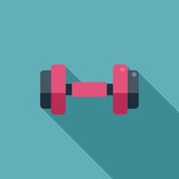 Pink dumbbell casting long shadow over turquoise background vector