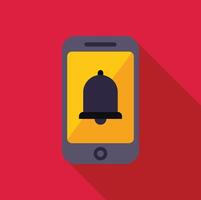 Smartphone showing notification with bell icon on screen vector