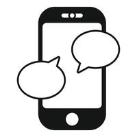 Smartphone showing two speech bubbles for online communication vector