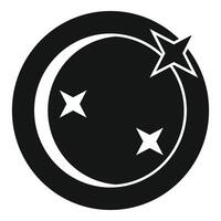 Black and white circular logo featuring three stars forming a crescent shape vector