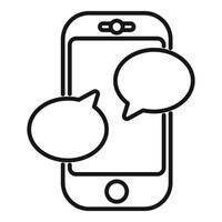 Smartphone having a conversation with two speech bubbles appearing on screen vector