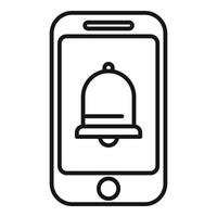 Smartphone showing notification with bell icon on screen vector
