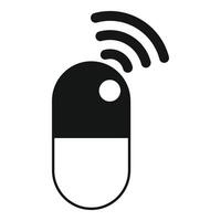 Wireless computer mouse transmitting data signal icon vector