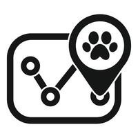 Dog paw print location tracking app icon showing pet's whereabouts vector