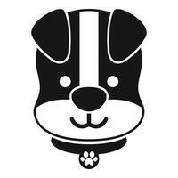 Cute dog face wearing a collar with paw print icon simple design vector