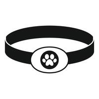 Black smart gps pet collar icon showing paw symbol vector