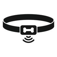 Smart dog collar transmitting location signal icon vector