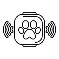 Pet tracker sending and receiving gps signal with paw print symbolising location of the animal vector