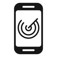Smartphone showing radar detecting signal icon vector