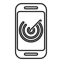 Smartphone showing radar detecting signal icon vector