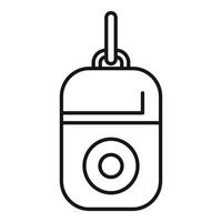 Electronic device hanging on keychain with round button outline vector