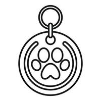Round pet tag with paw print hanging on ring vector