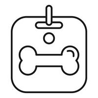 Square pet tag with hole showing bone symbol vector