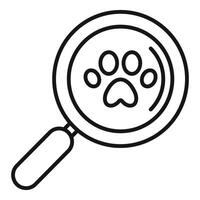 Magnifying glass searching for a lost pet paw print vector