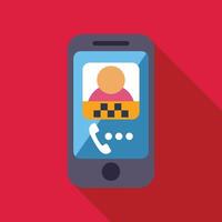 Smartphone showing taxi driver calling on red background vector