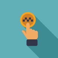 Hand pressing taxi button on smartphone screen vector