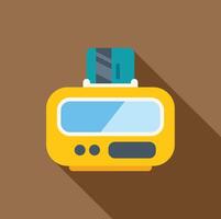 Yellow pos terminal accepting credit card payment with chip vector