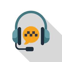 Taxi service center operator using headset receiving a client request vector
