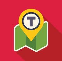 Location pin pointing public transportation stop on map vector