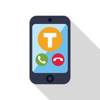 Smartphone showing incoming call from contact starting with letter t vector