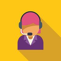 Female call center operator wearing headset working from home vector