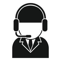 Operator wearing headset is speaking on microphone icon vector