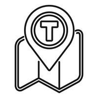 Location pin pointing a subway or train station on a city map vector