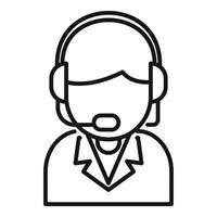 Customer service operator wearing headset and speaking into microphone line icon vector