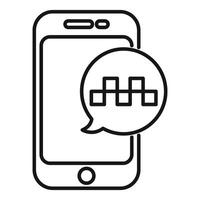 Smartphone showing taxi sign in speech bubble icon outline vector