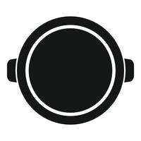 Empty black cooking pot top view simple icon vector