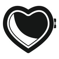 Heart shaped pocket mirror icon, simple style vector