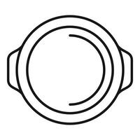 Empty cooking pot with handles for soup preparing outline icon vector