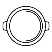Round saucepan with two handles lying on stove top view line icon vector