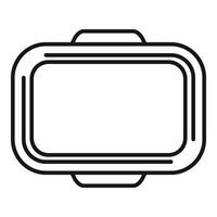 Empty plastic food container with lid open showing blank space for food packaging mockup vector