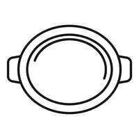 Empty round frying pan top view line icon showing cooking concept vector