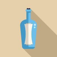 Message in a bottle with a blank paper inside floating on water vector