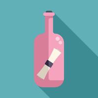 Pink bottle containing message is bobbing in the ocean vector
