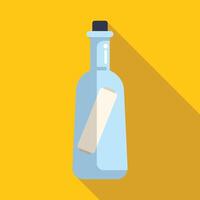 Message in a bottle floating on yellow background vector