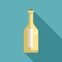 Message in a bottle floating on water with long shadow vector